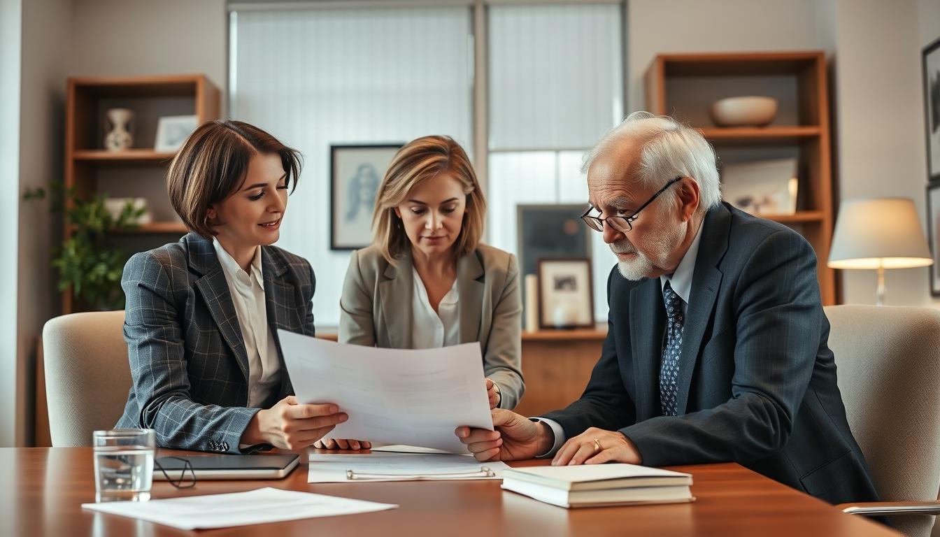 Family examining legal documents